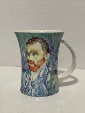 Vintage Dunoon Van Gogh Artist Portrait Fine Bone Coffee Mug - Starry Night